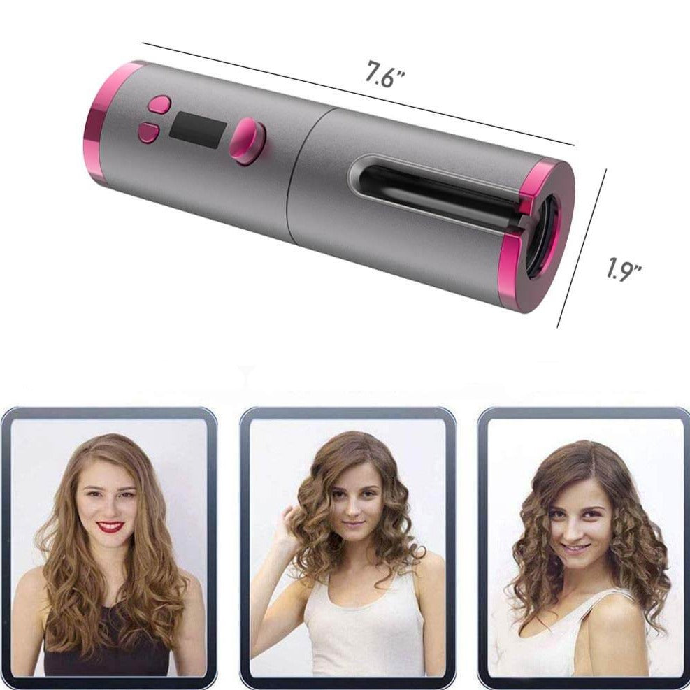 Cordless Automatic Hair Curler Rechargeable Ceramic Curling Iron