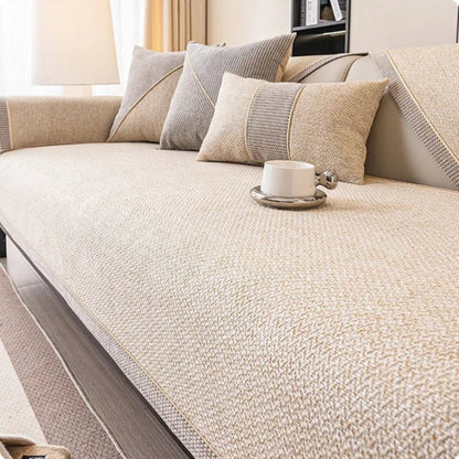 Cotton Linen Sofa Cover with Non Slip Backing