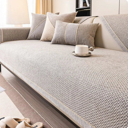 Cotton Linen Sofa Cover with Non Slip Backing