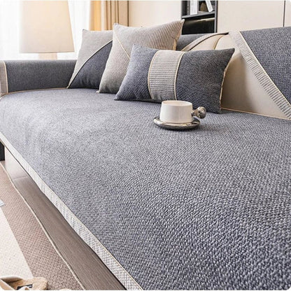Cotton Linen Sofa Cover with Non Slip Backing