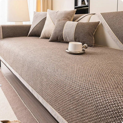 Cotton Linen Sofa Cover with Non Slip Backing