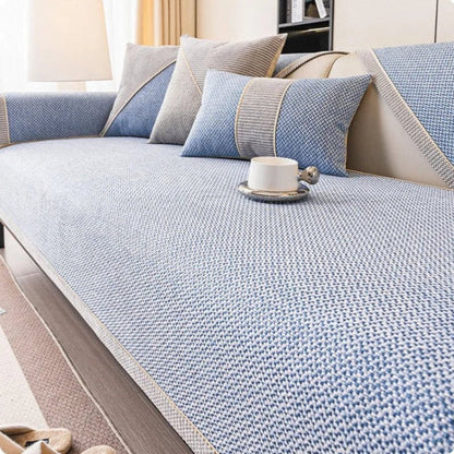 Cotton Linen Sofa Cover with Non Slip Backing