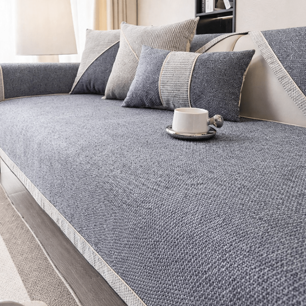 Cotton Linen Sofa Cover with Non Slip Backing