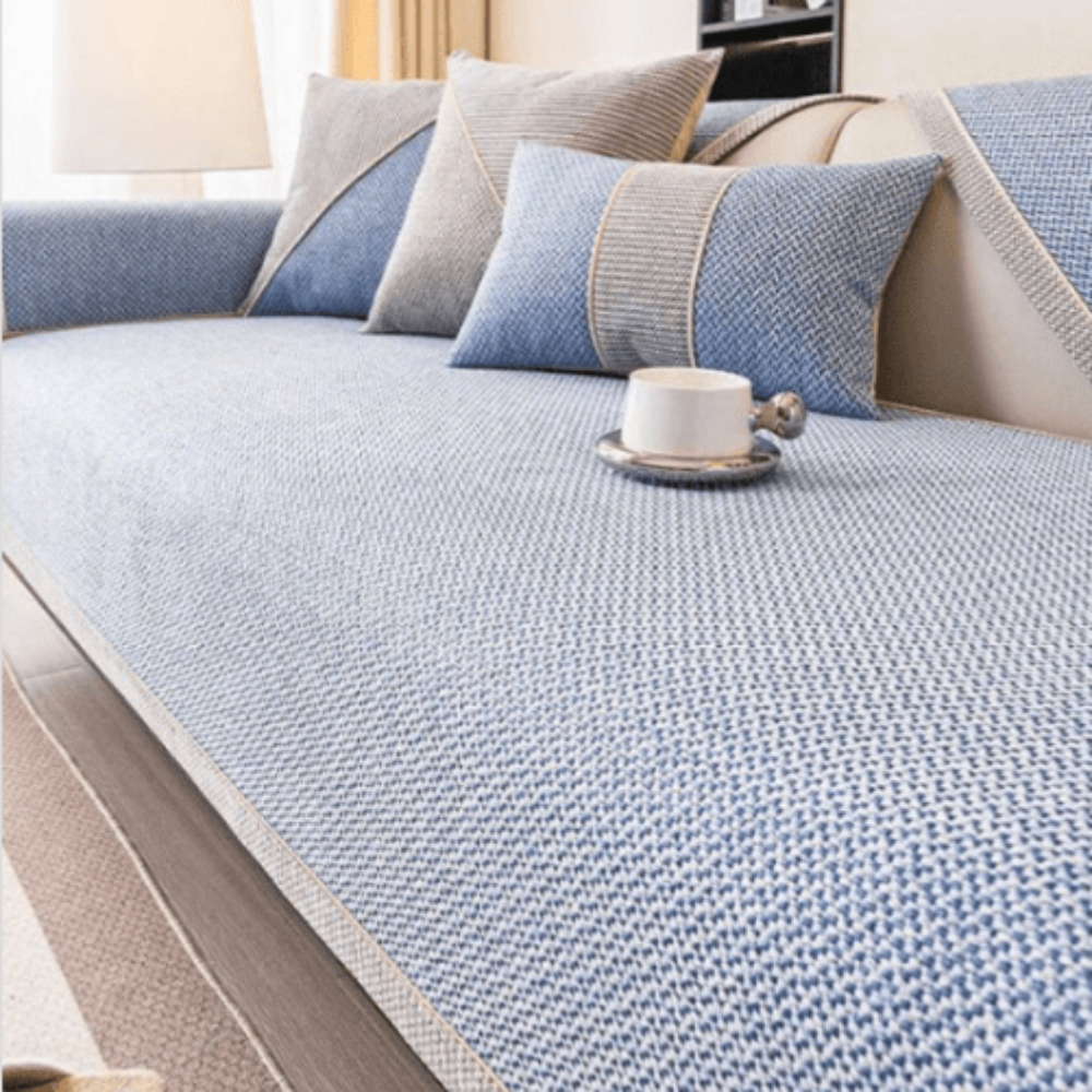 Cotton Linen Sofa Cover with Non Slip Backing