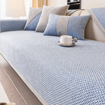 Cotton Linen Sofa Cover with Non Slip Backing