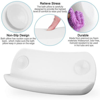 CozySoak Bath Pillow for Bathtub Soft Neck and Head Support Waterproof Quick Dry