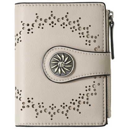 Cut Out Design Wallet with Decorative Metal Snap Button and Zip Coin Pocket