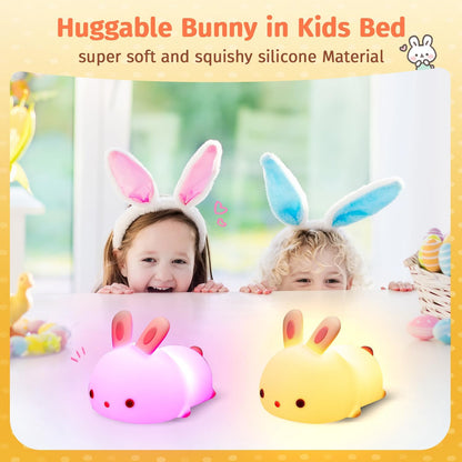 Cute Bunny Night Light for Kids Color Changing LED Touch Lamp Rechargeable