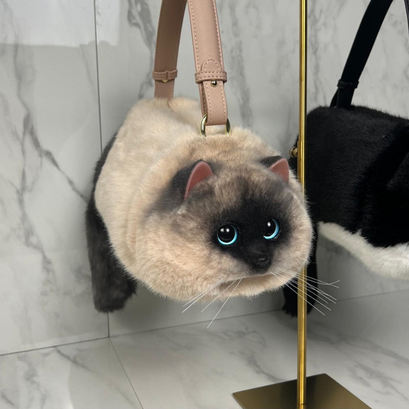 Cute Cat Handbag Large Capacity Zipper Shoulder Bag Casual Fashion Tote