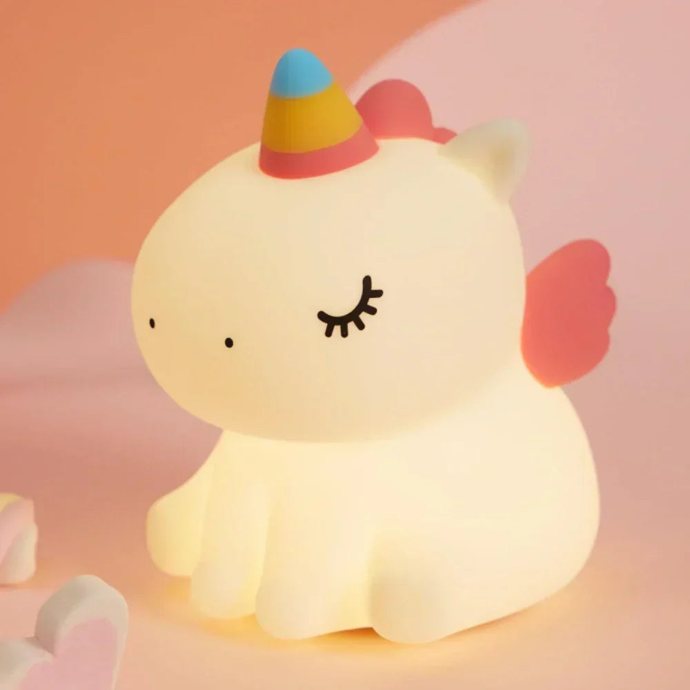 Cute Character Bedside Night Light Touch Control Rechargeable Three Level Lamp