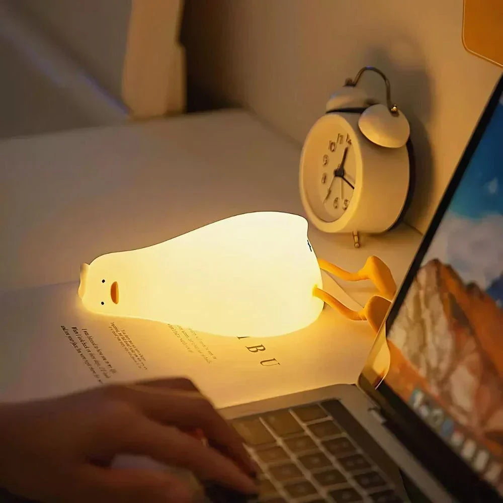 Cute Character Bedside Night Light Touch Control Rechargeable Three Level Lamp