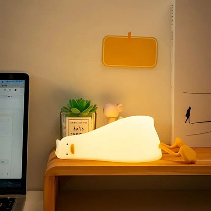 Cute Character Bedside Night Light Touch Control Rechargeable Three Level Lamp