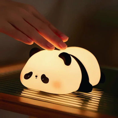 Cute Character Bedside Night Light Touch Control Rechargeable Three Level Lamp