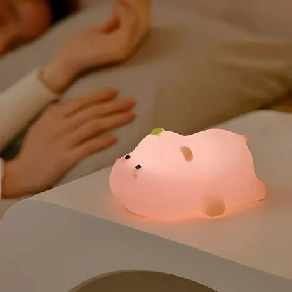 Cute Character Bedside Night Light Touch Control Rechargeable Three Level Lamp