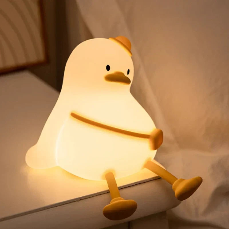 Cute Character Bedside Night Light Touch Control Rechargeable Three Level Lamp