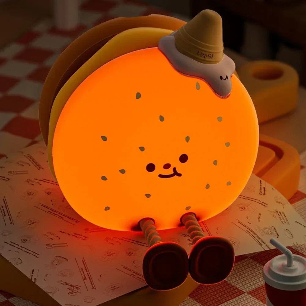 Cute Character Bedside Night Light Touch Control Rechargeable Three Level Lamp