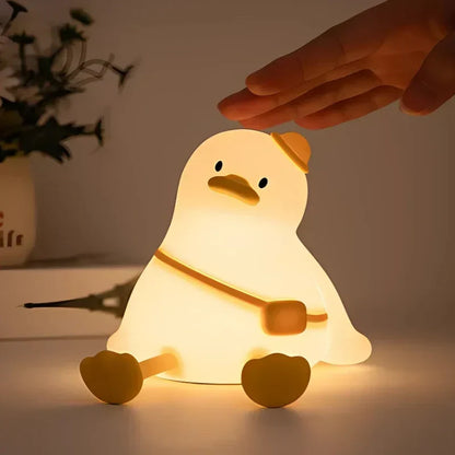 Cute Character Bedside Night Light Touch Control Rechargeable Three Level Lamp