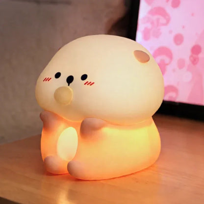 Cute Character Bedside Night Light Touch Control Rechargeable Three Level Lamp