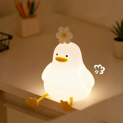Cute Character Bedside Night Light Touch Control Rechargeable Three Level Lamp