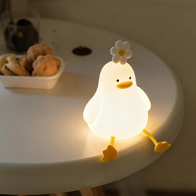Cute Character Bedside Night Light Touch Control Rechargeable Three Level Lamp