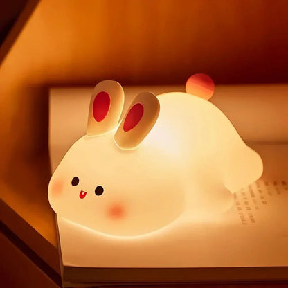 Cute Character Bedside Night Light Touch Control Rechargeable Three Level Lamp