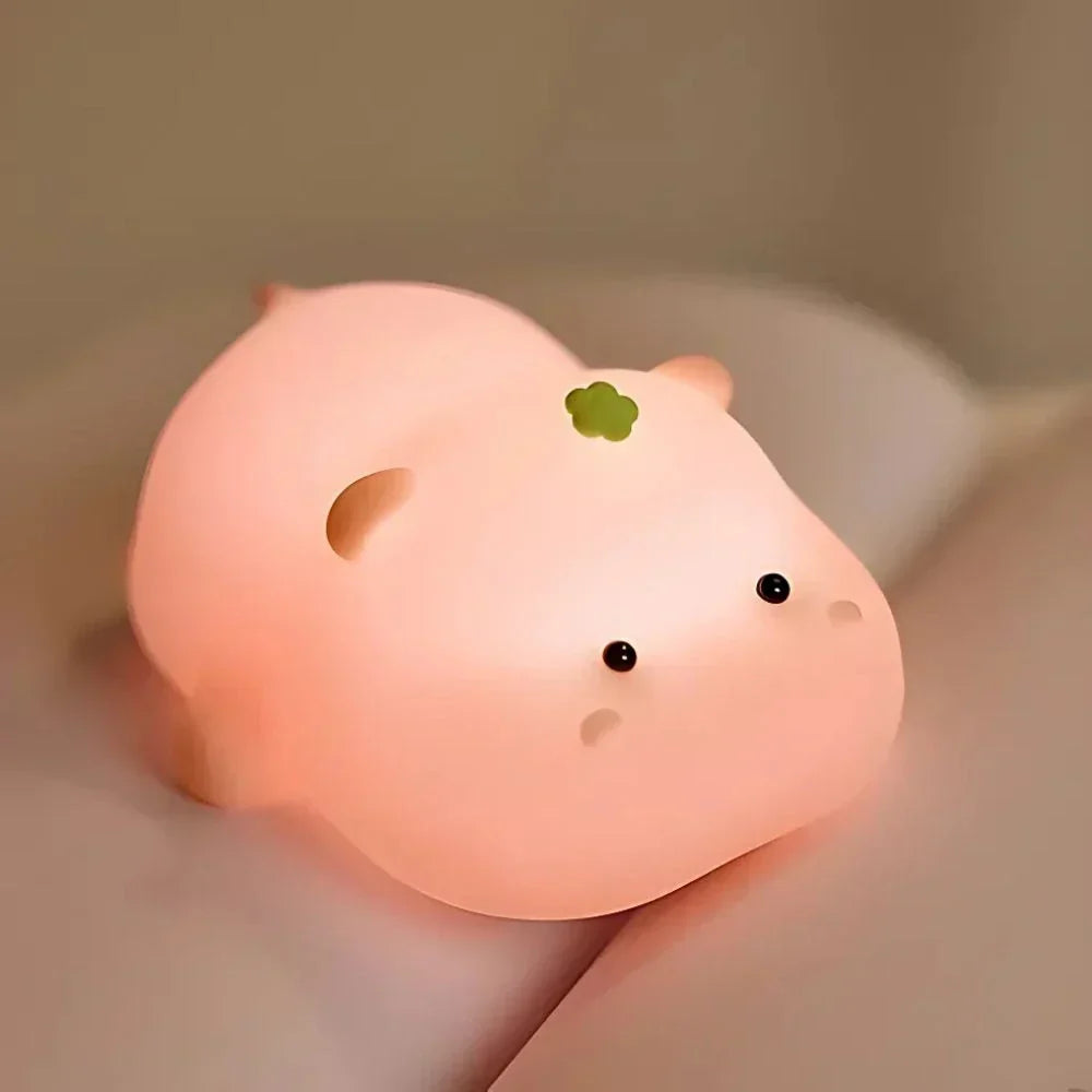 Cute Character Bedside Night Light Touch Control Rechargeable Three Level Lamp