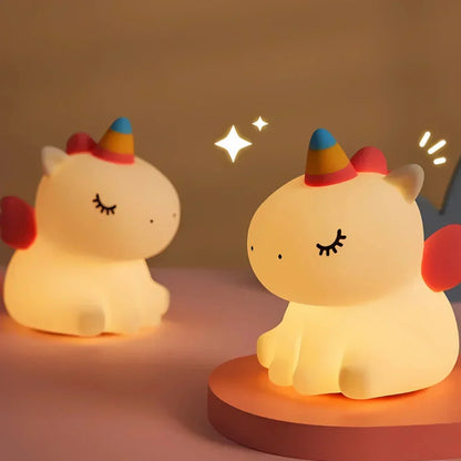 Cute Character Bedside Night Light Touch Control Rechargeable Three Level Lamp