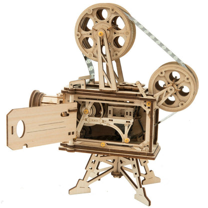 DIY Wooden Film Projector Puzzle Functional Mechanical Movie Projector Model Kit