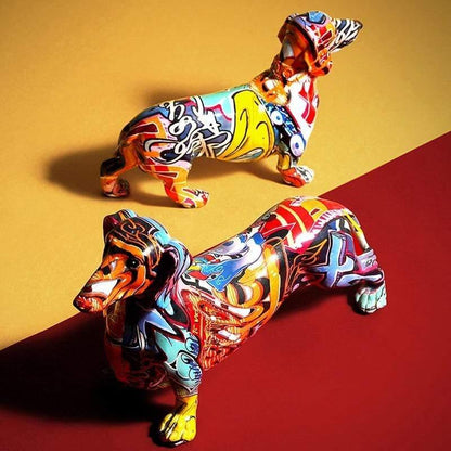 Dachshund Dog Sculpture Decorative Dog Statue Artistic Home Decor Ornament