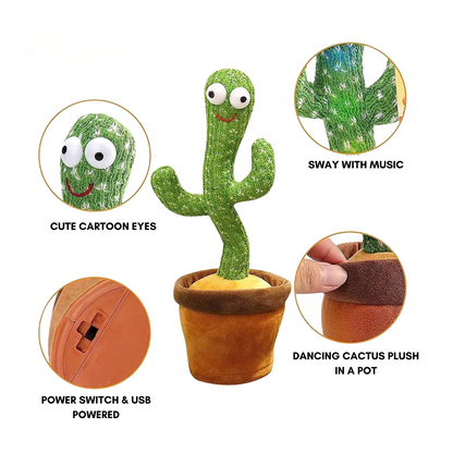 Dancing Talking Cactus Plush Toy with Singing and Sound Repetition