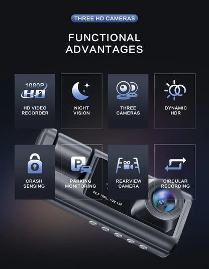Dash Cam with IR Night Vision Dual Camera Full HD Car DVR