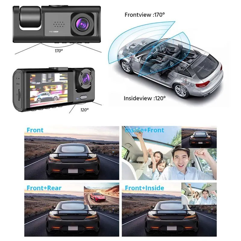 Dash Cam with IR Night Vision Dual Camera Full HD Car DVR