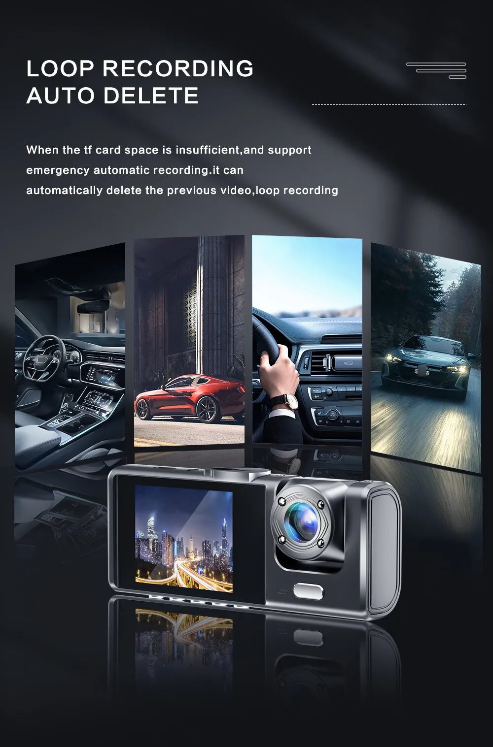 Dash Cam with IR Night Vision Dual Camera Full HD Car DVR