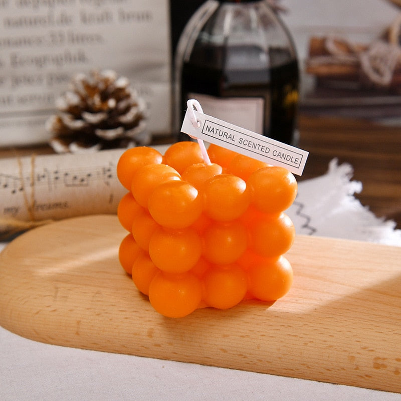 Decorative Bubble Cube Candle Soy Wax Aromatherapy Home Decor Gift