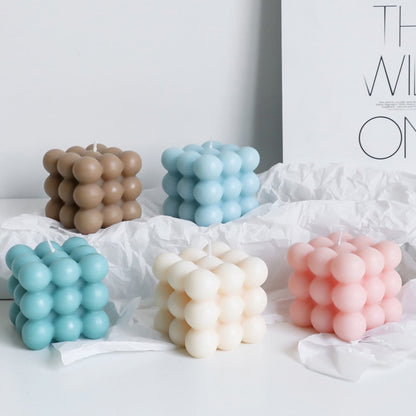 Decorative Bubble Cube Candle Soy Wax Aromatherapy Home Decor Gift