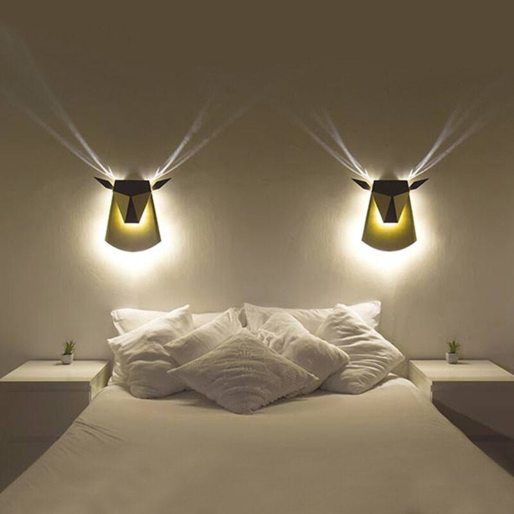 Decorative Deer Head Wall Lamp Rustic Interior Lighting