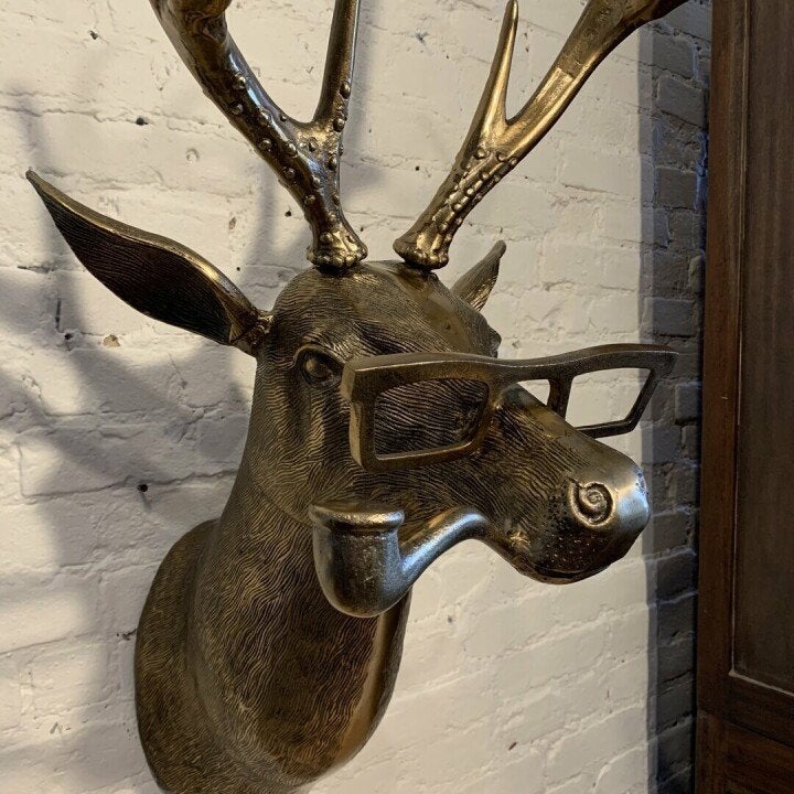 Decorative Deer Head Wall Sculpture Rustic Textured Antler Inspired Home Decor