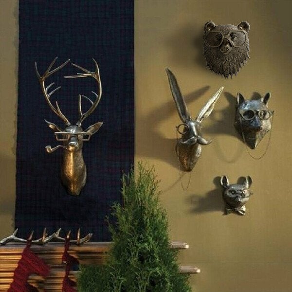 Decorative Deer Head Wall Sculpture Rustic Textured Antler Inspired Home Decor