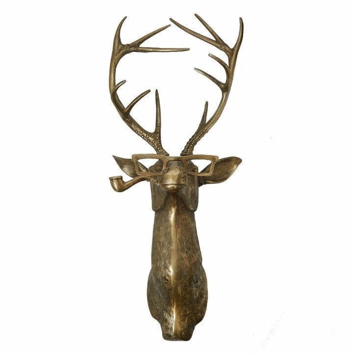 Decorative Deer Head Wall Sculpture Rustic Textured Antler Inspired Home Decor