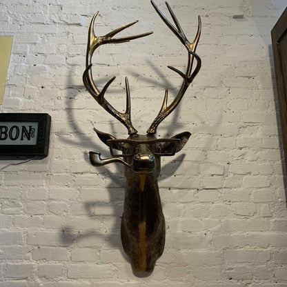 Decorative Deer Head Wall Sculpture Rustic Textured Antler Inspired Home Decor