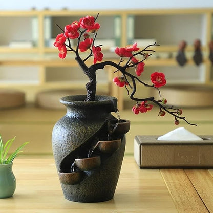 Decorative Indoor Waterfall Fountain Bonsai Style Tabletop Water Feature Zen Relaxation Home Decor