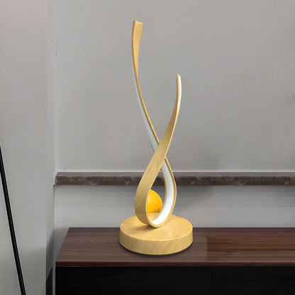 Decorative LED Table Lamp Wood Base Modern Elegant Design Bedside Desk Light