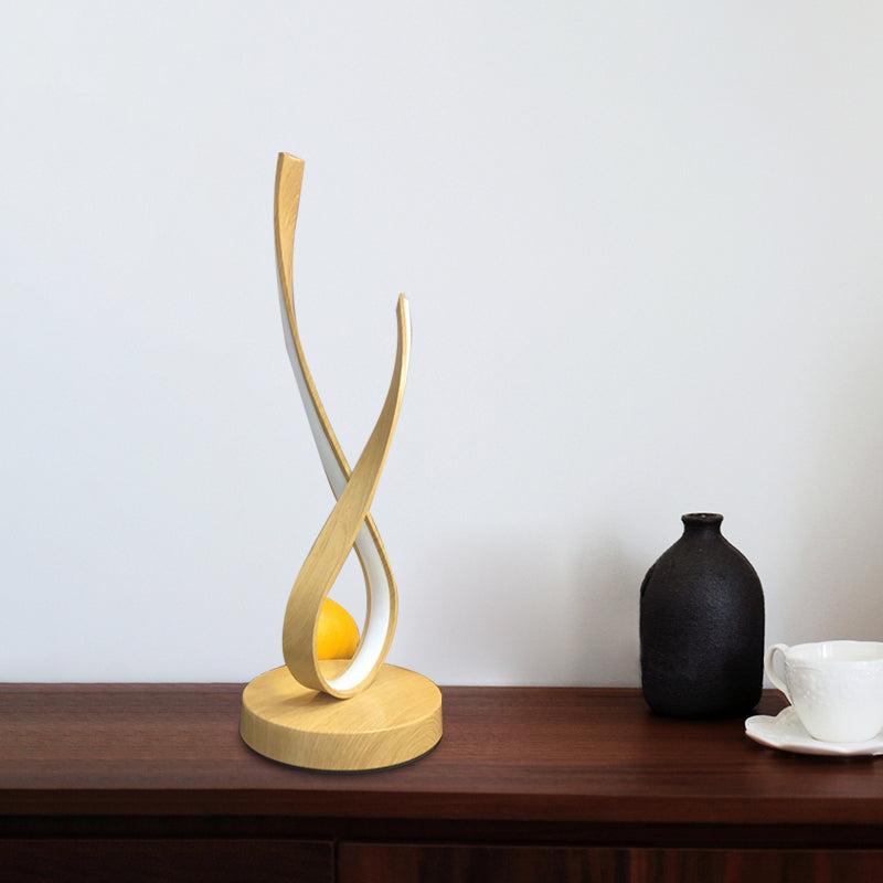 Decorative LED Table Lamp Wood Base Modern Elegant Design Bedside Desk Light