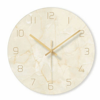 Decorative Marble Effect Wall Clock Silent Modern Round Design