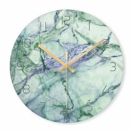 Decorative Marble Effect Wall Clock Silent Modern Round Design