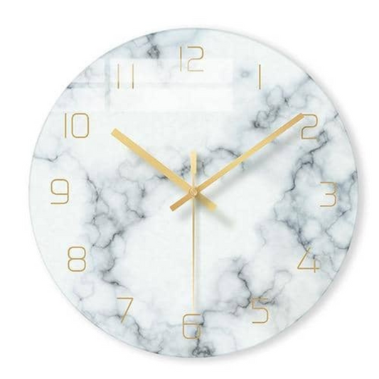 Decorative Marble Effect Wall Clock Silent Modern Round Design