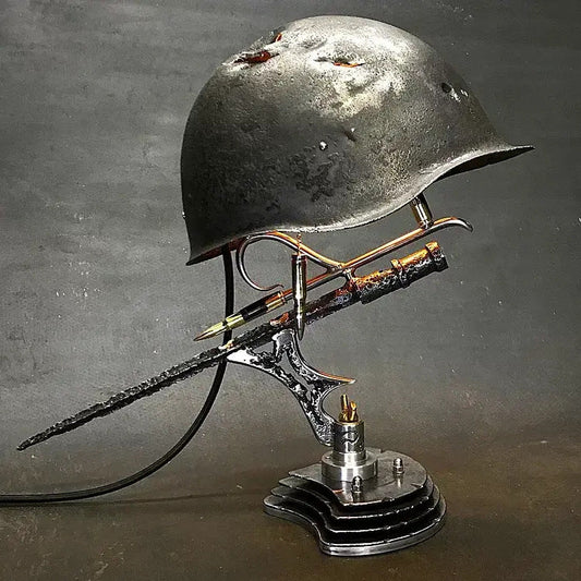 Decorative Resin Helmet Lamp Unique LED Desk Table Light for Home Office Shelf Decor