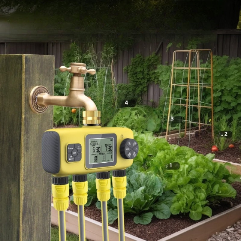 Digital 4-Zone Watering Timer LCD Display Smart Valve Irrigation Controller