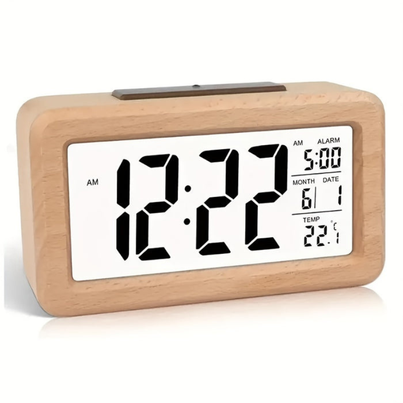 Digital LED Alarm Clock Time Date Temperature Display Desk Bedside Clock
