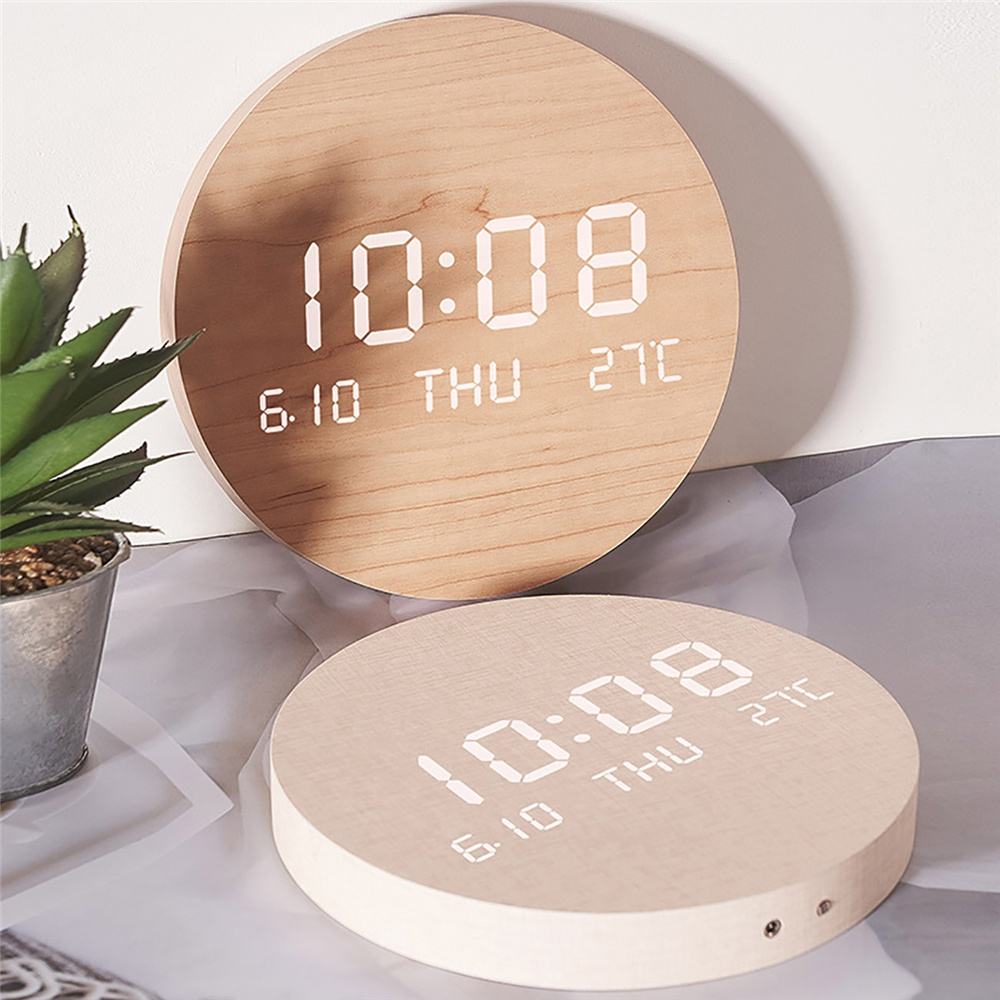 Digital LED Wall Clock with Time Date Temperature Display